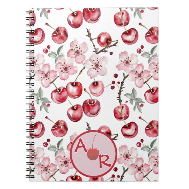 Carnet Fleur de cerise personnalisée et monogramme (Devant)