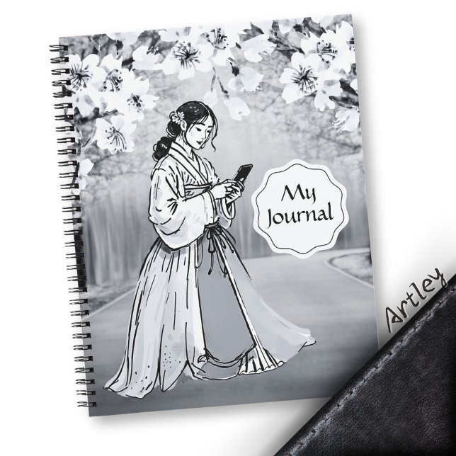 Carnet Fleur de cerisier noire blanche japonaise (Créateur téléchargé)