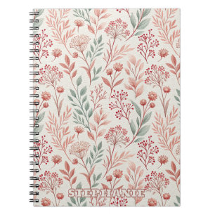 Carnet Fleur de cerisier rose, Floral et Motif Feuille