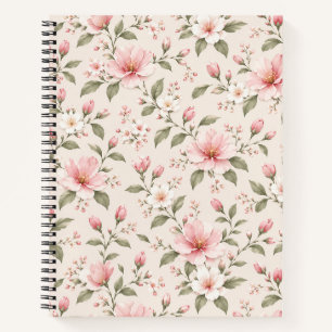 Carnet Fleur de cerisier rose pâle, motif floral sans cou