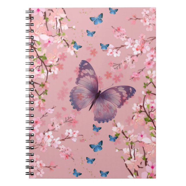 Carnet Fleur de cerisiers aux papillons (Devant)