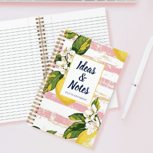 Carnet Fleur de citron Prépa Floral Rose Rayé