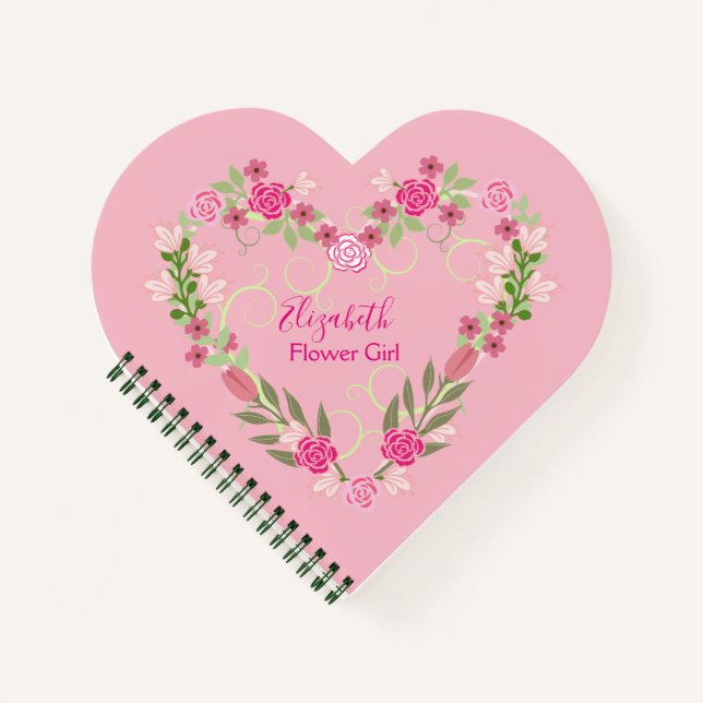 Carnet Fleur de coeur Floral fille Favoriser (Devant)