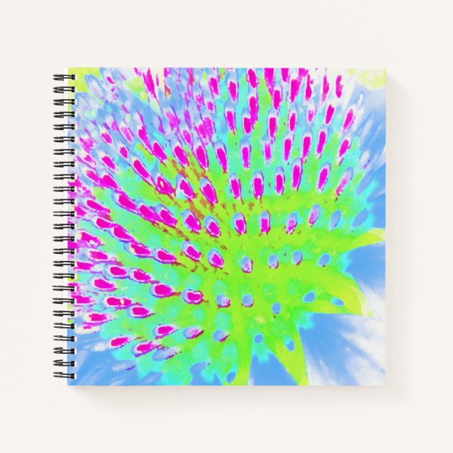 Carnet Fleur de cône Abstrait verte et violette de chaux (Devant)