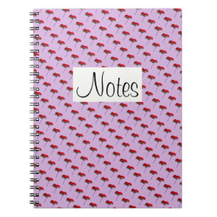 Carnet Fleur de coquelicot imprimé rouge sur rose