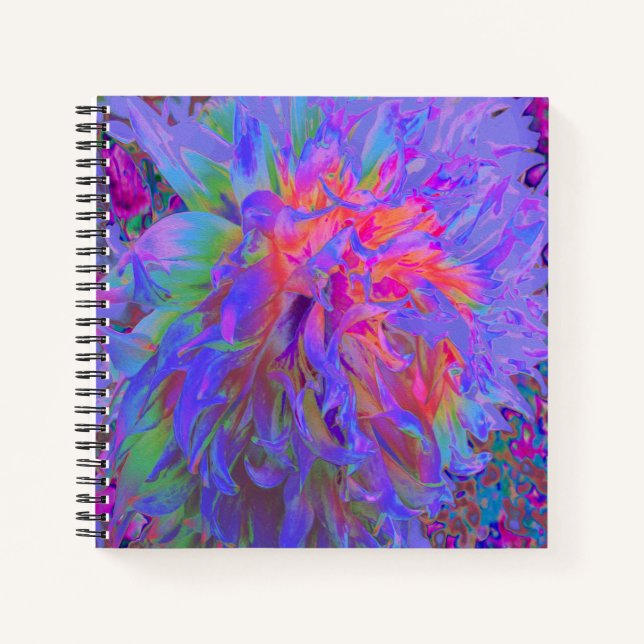 Carnet Fleur de dahlia décorative psychédélique élégante (Devant)
