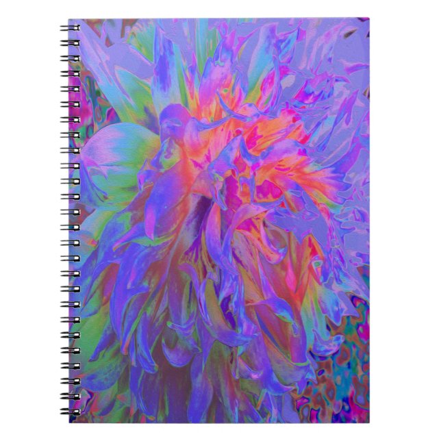 Carnet Fleur de dahlia décorative psychédélique élégante (Devant)