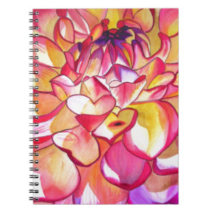 Carnet Fleur de dahlia rose aquarelle beaux-arts
