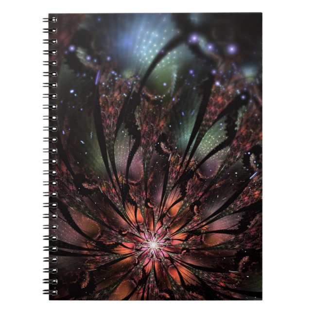 Carnet Fleur de fantaisie fractale douce et tendre (Devant)