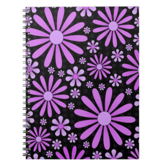 Carnet Fleur de gothique noir violet de minuit esthétique