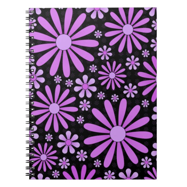 Carnet Fleur de gothique noir violet de minuit esthétique (Devant)