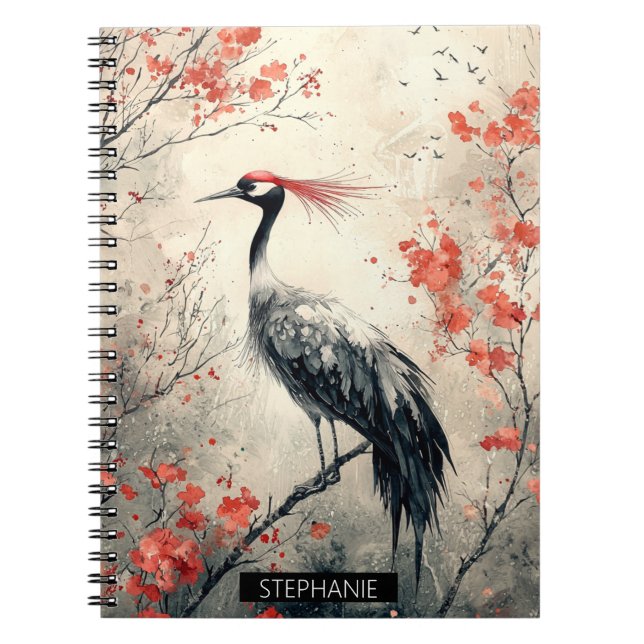 Carnet Fleur de Grue Cramoisi Lavis d'Encre (2) (Devant)