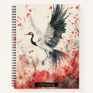 Carnet Fleur de Grue Rouge Lavis d'Encre (2)