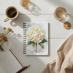 Carnet Fleur de Hydrangea blanche à l'aquarelle délicate
