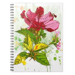 Carnet Fleur de ketmie - peinture d'aquarelle
