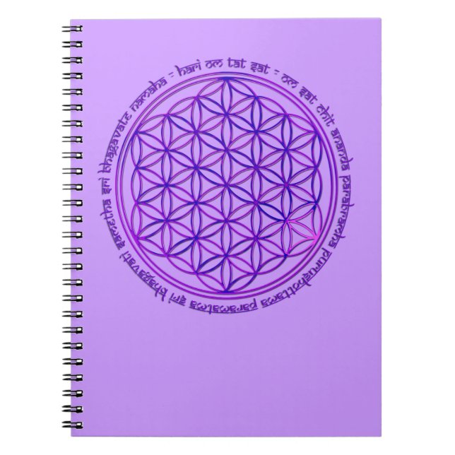 Carnet Fleur de la vie - incantation de Moola - violette (Devant)