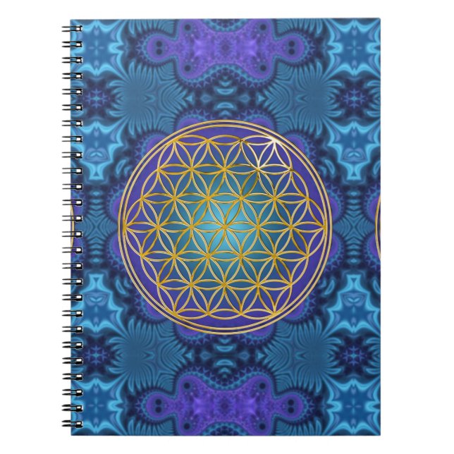 Carnet Fleur de la vie - or - fractale 1 (Devant)