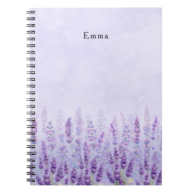 Carnet Fleur de lavande moderne violet blanc (Devant)