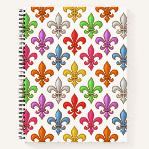 Carnet Fleur-de-lis Fleurs Blancs Audacieux Colorés