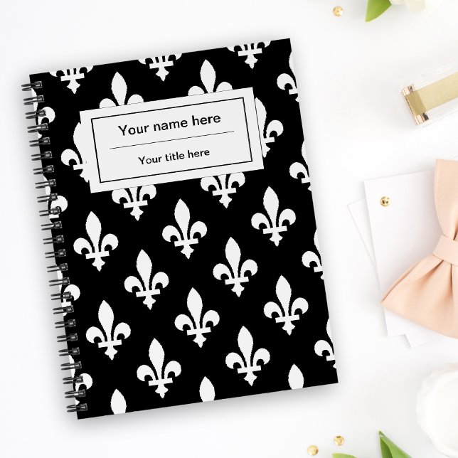 Carnet Fleur de Lis Motif, française, royale, blanche (Créateur téléchargé)