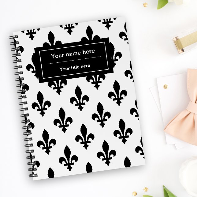 Carnet Fleur de Lis Motif, française, royale, noire (Créateur téléchargé)