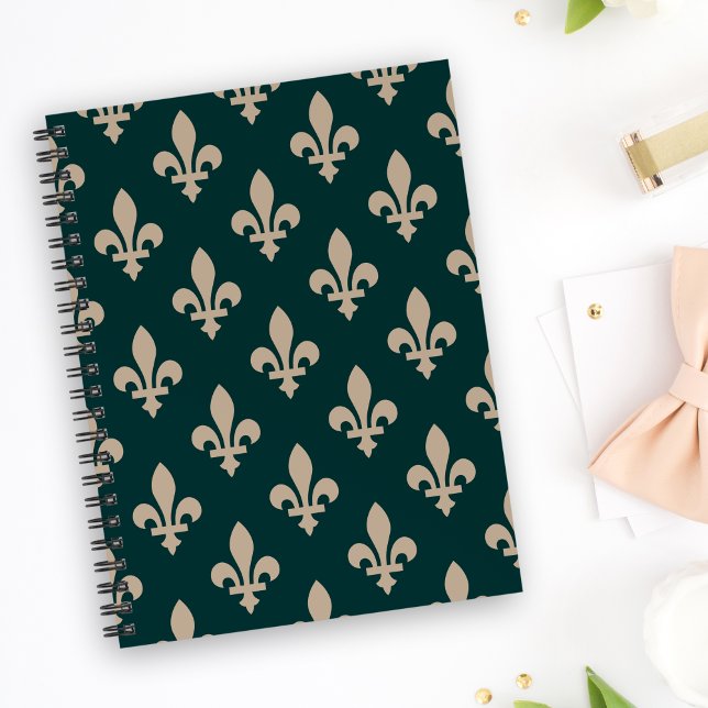 Carnet Fleur de Lis Motif, Royal French Creative on Green (Créateur téléchargé)