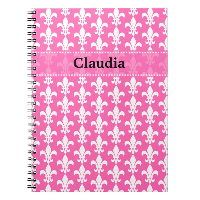 Carnet Fleur de Lis rose blanc et chaud Motif (Devant)