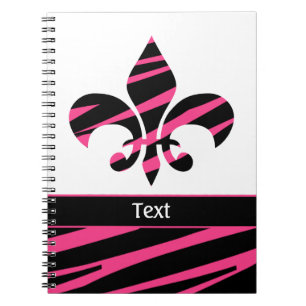 Carnet Fleur de Lis Zebra Rose noire
