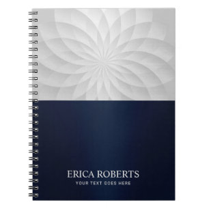 Carnet Fleur de Lotus Spiral moderne Elégant bleu marine