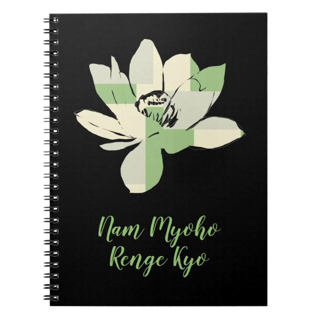 Carnet Fleur de Lotus Vert Spirituel Nam Myoho Renge Kyo (Devant)