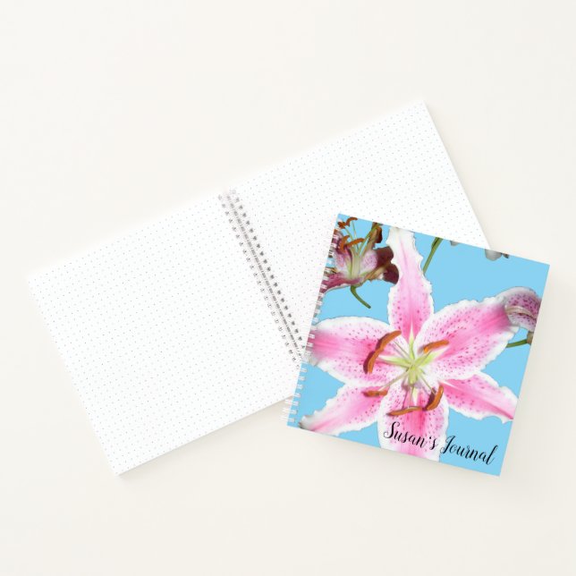 Carnet Fleur de Lys Rose sur Aqua (Intérieur)
