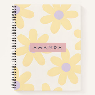 Carnet Fleur de Marguerite Jaune Rétro Personnalisée