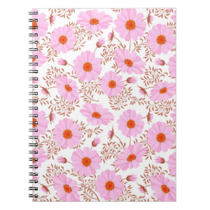 Carnet Fleur de marguerite rose vintage sur blanc