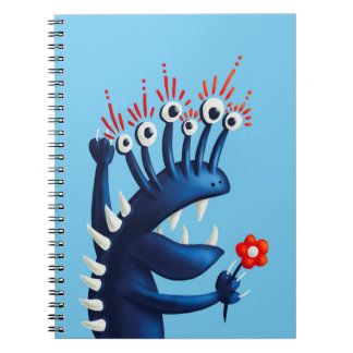 Carnet Fleur de monstre drôle bleue pour enfants