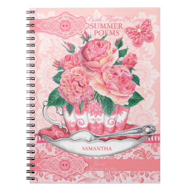 Carnet Fleur de naissance et Gem June Lace (Devant)