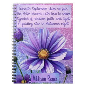 Carnet Fleur de naissance personnalisable Septembr