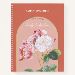 Carnet Fleur de naissance personnalisée Mois de juin Rose