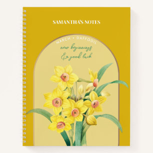 Carnet Fleur de naissance personnalisée Mois mars Daffodi