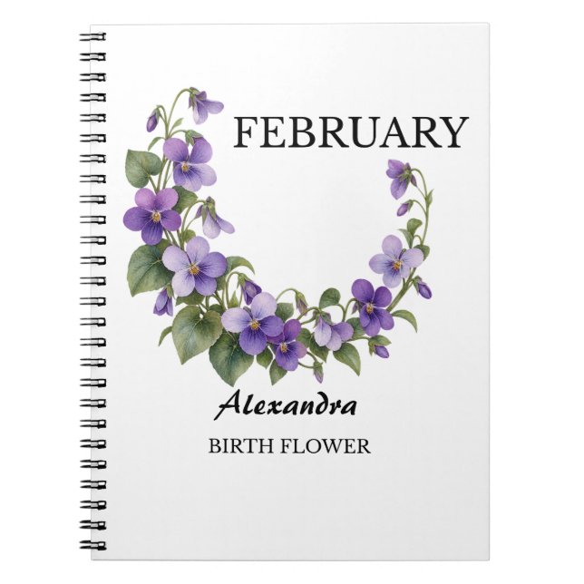 Carnet Fleur de naissance violette de février (Devant)