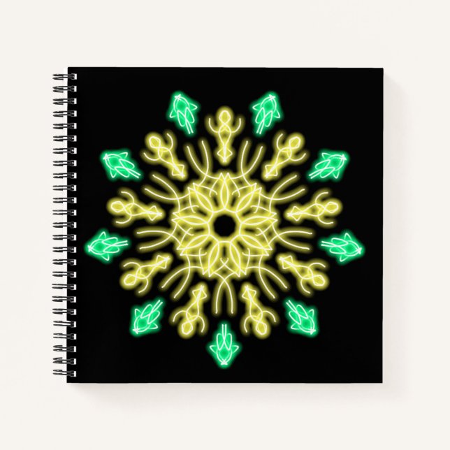 Carnet Fleur de néon jaune et vert (Devant)