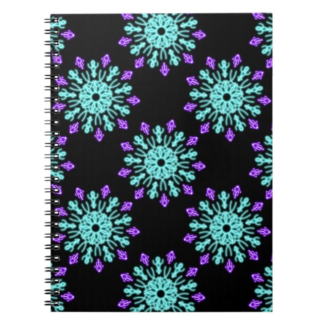 Carnet Fleur de néon pourpre et turquose (Devant)