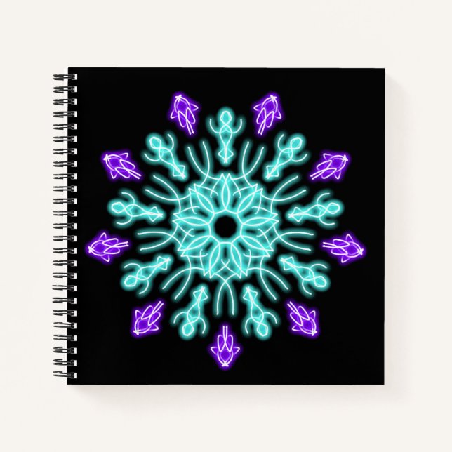 Carnet Fleur de néon pourpre et turquose (Devant)