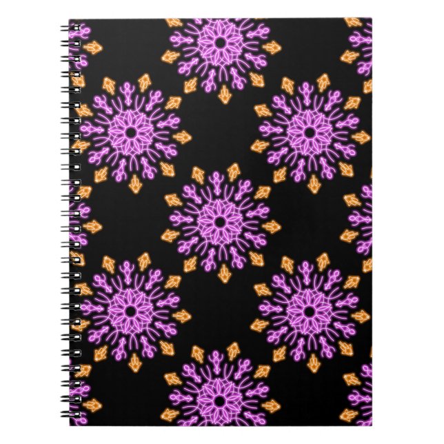 Carnet Fleur de néon rose et orange (Devant)
