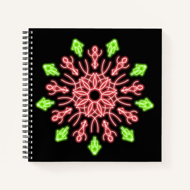 Carnet Fleur de néon rouge et vert (Devant)