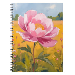 Carnet Fleur de Pivoine   Champ de Fleurs Roses Aquarelle