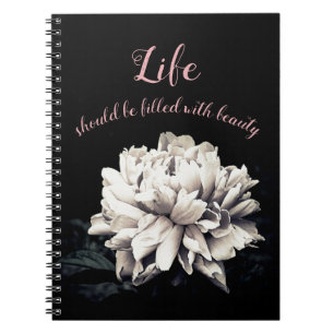 Carnet Fleur de pivoine monochrome