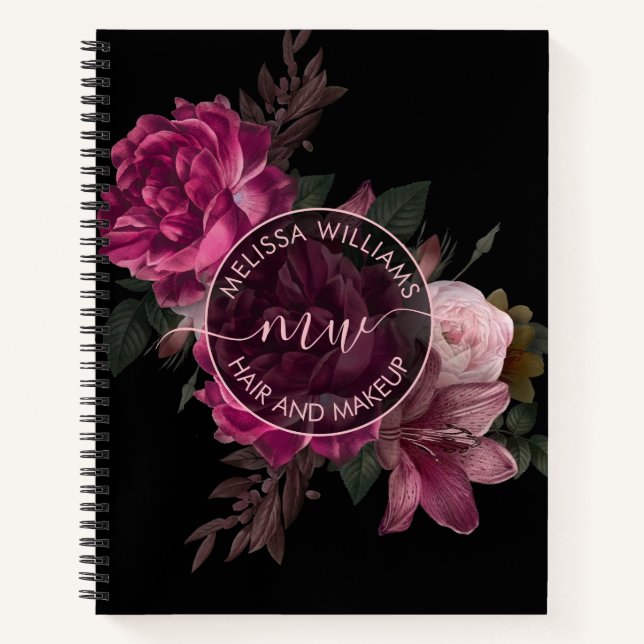 Carnet Fleur de Pivoine Rose Logo Noir (Devant)