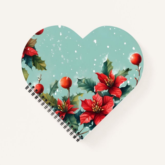 Carnet Fleur de poinsettia rouge (Devant)