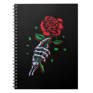 Carnet Fleur de rose rouge squelette