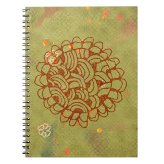 Carnet Fleur de soleil verte rouille moderne
